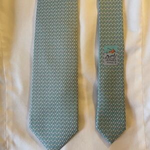 Hermes 100% Silk Aqua Blue Geometric Silk Men’s Tie 646153 UA